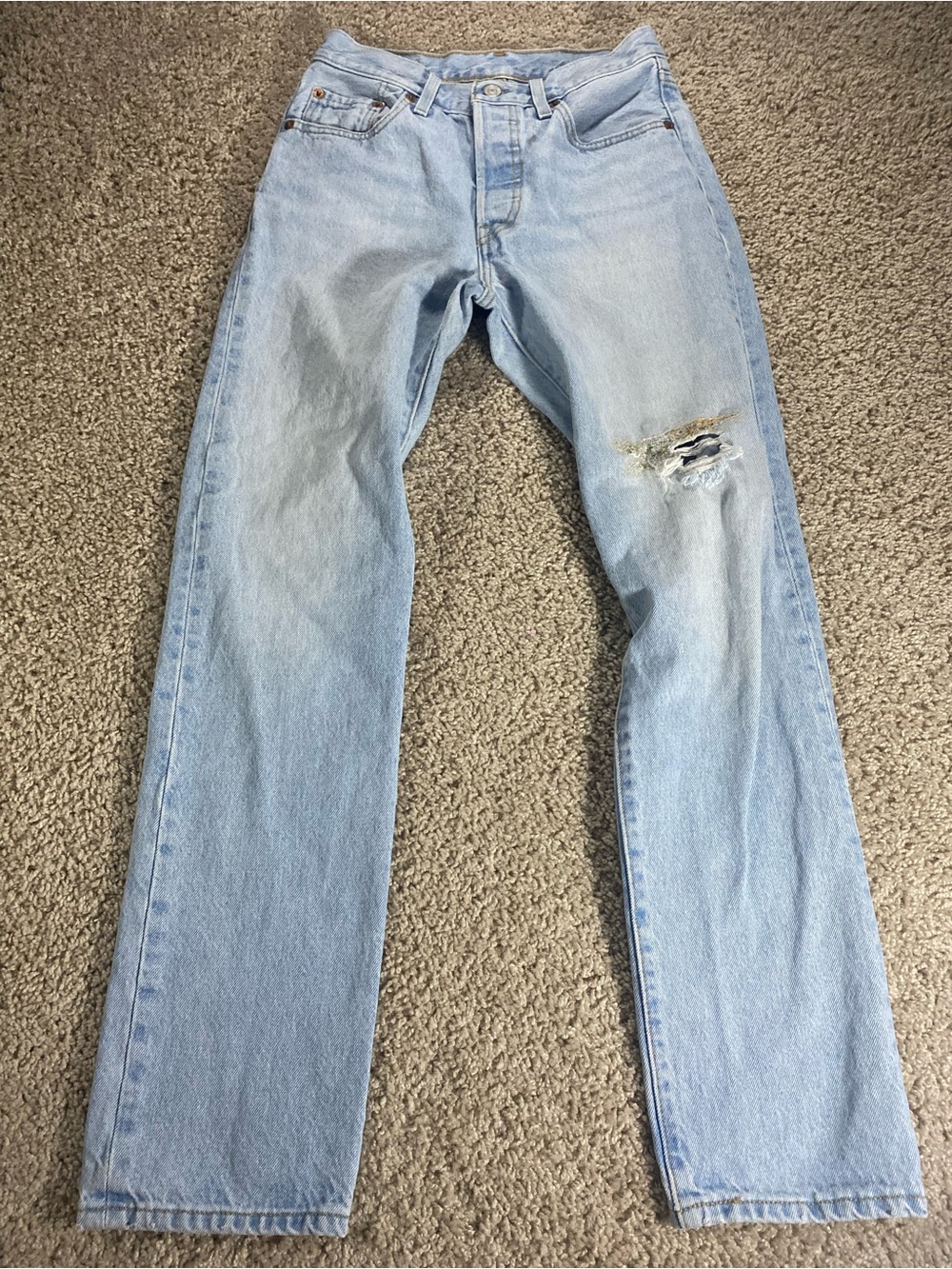 Levis 501 Jeans Womens 25 Light Wash Denim Button Fly 150th Anniversary Edition